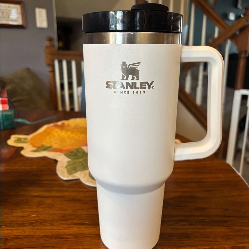 Stanley White and Black Travel Mug